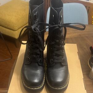 Dr. Martens Black Combat Boots with Yellow Stitching